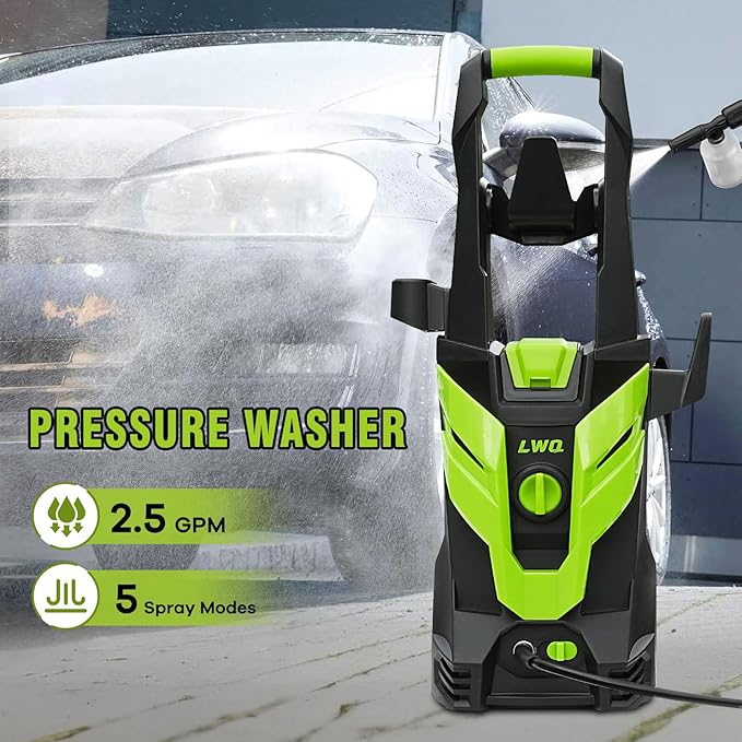 Pressure Washer, Washer with 4 Quick Connect Nozzles, Pressure Cleaning Machine with Foam Cannon for Cars/Fences/Driveways/Patios/Home Cleaning
