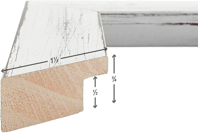 Craig Frames 12x18 White Picture Frame Matted to 10x13, Rustic Wall Decor | A lightweight, shatter resistant acrylic front, made in the USA for a gallery display
