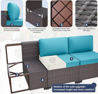 Patio Furniture Set 14-Pieces Outdoor Furniture for Backyard Wicker Sectional Sofa Set, Rattan Patio Conversation Set with Thickened Cushions and Glass Coffee Table, Blue
