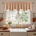 Blush Beige Velvet Window Valance 52x18 Inch 1 Panel | Soft Wavy Scalloped Window Treatment for Kitchen Small Windows, Elegant Half Window Drape for Bathroom, Cabinet