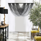 Flber Macrame Wall Hanging Black 59.00" W x 31.00" L Boho Wall Decor Large Boho Yarn Tapestry Living Room Bedroom Home Wall Décor