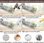Bird spikes deterrent for outside Stainless Steel 360°Bend 100cm with Accessories, Anti Climb Spikes to Keep Birds- Pigeon-Racoon-Squirrel-Cat Away from porch baffle feeder yard patio garden Fence