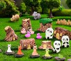 37 Pcs Mini Resin Animal Figurines Fairy Garden Accessories Micro Landscape Decor with Tiger Elephant Owl Giraffe Panda Flamingo Fox Monkey Hippo