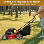 20 Inch 141cc Self Propelled Gas Lawn Mower, 4-Stroke Engine with 50L Grass Catcher, 7-Position Height Adjustment & Foldable Handle, Lawn Mower for Yard & Garden