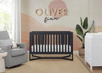 Delta Children Tribeca 4-in-1 Baby Convertible Crib + Simmons Kids Quiet Nights Crib and Toddler Mattress Made from Recycled Water Bottles/GREENGUARD Gold Certified [Bundle], Midnight Grey