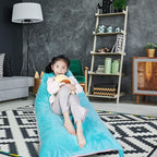 Stuffed Animal Storage Bean Bag Chair Cover, Velvet Pink Lake Blue Plush Toy Storage Stuff and Sit Seat for Kids/Teens/Adults, 52" x 31" Extra Large Triangle Floor Sofa, 200L/52Gal, Cover Only