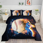 Axolotl 3D Baseball Comforter Set Full,Sports Bedding,Red Blue Water Fire Comforter Set,Sports Baseball Loveer Bedding Set,Sport Game Comforter for Kids Boys Teens Adults,1 Quilt 2 Pillowcases