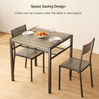 Gizoon 3-Piece Dining Table Set for 2, Small Kitchen Table & Chairs Grey | Compact grey 2-person dining set perfect for apartments. Features under-table storage rack and 2 chairs that tuck away.