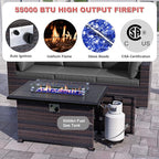 Patio Furniture Sectional Sofa Set 13-Pieces PE Rattan Swivel Rocking Chairs Patio Conversation Set w/43in Gas Fire Pit Table, Outdoor Furniture with 55000 BTU Propane Fire Pit, Grey