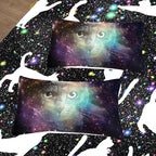 Tailor Shop Cat Comforter Set for Kids Boys Girls Teens Cute Cartoon Cat Galaxy Bedding Sets Black Dreamy Outer Space Queen Size with 1 Comforter 2 Pillow Shams………