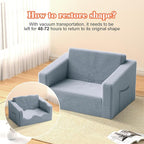 Extra Wide 2 Seater Kids Couch, 2-in-1 Toddler Chairs for Boys & Girls, Kids Sofa with Storage, Comfortable Mini Couch for Kids, Fun Kids Lounge Chair, Toddler Furniture,Children's Gifts(Grey)