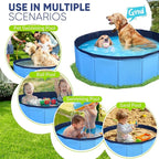 Dog Pool, Foldable Pet Swimming Pool with 6mm High-Strength PP Board, Hard Plastic Collapsible Doggy Pools for Small Dogs Kitty Duck, Non-Slip Doggie Bathtub Quick to Set Up and Drainage Hole, 48"