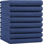 Homaxy 100% Cotton Oversized Waffle Weave Kitchen Towels 8-Pack, Navy Blue | 20 x 28 Inches, Ultra Soft Absorbent Dish Towels, Quick Drying Large Cleaning Towels