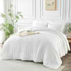 Twin Size Kids Comforter Set 6 Piece White Tufted Bedding Set for Boys Girls Jacquard Tufts Embroidery Bed in A Bag Quilt with 1 Comforter, 1 Flat Sheet, 1 Fitted Sheet, 1 Pillowcase and 2 Pillow Sham