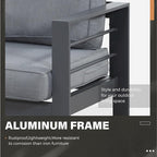 Solaste Outdoor Aluminum Furniture Set - 4 Pieces Patio Sectional Chat Sofa Conversation Set with Table,Grey