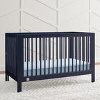 Delta Children babyGap Charlie 6-in-1 Convertible Crib + Brannan Bear Bookcase with Bins + Brannan Bear Wall Shelf with 4 Hooks, Navy (Bundle)