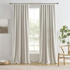 RAIN CITY Natural Birch 70 x 105 2 Panels Extra Wide Linen Blackout Curtains for Track System,Back Tab 70 Inch Wide Pleaetd Drapes with Hooks Room Divider Curtains for Patio Sliding Door Living Room