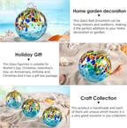 EUSTUMA Hand Blown Glass Witch Ball,Glass Ball Ornament Hanging Garden Gazing Ball Indoor Outdoor Home Décor. (1)