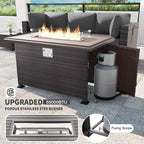 Kullavik 15PCS Outdoor Patio Furniture Set with 43" 55000BTU Gas Propane Fire Pit Table PE Wicker Rattan Sectional Sofa Patio Conversation Sets w/8 Coner Sofas,Grey