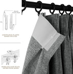Mid Grey Pinch Pleat 100% Blackout Drapes Linen Blend, Room Divider, Room Darkening, Energy Saving, Furniture Protecting, Light Blocking Extra Wide Privacy Curtains, 240Wx84L, 1 PC