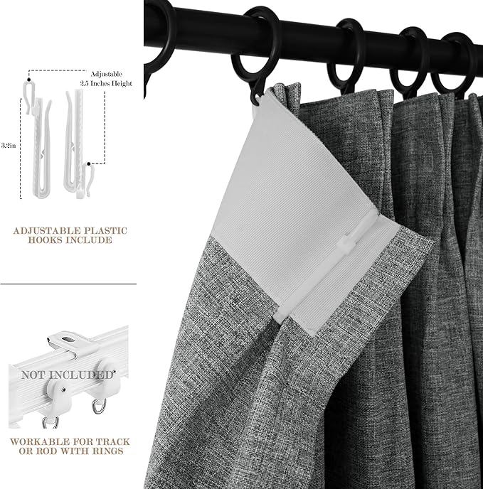 150 Inches Extra Wide Room Divider Draperies, Pinch Pleat Drapes, Absolutely Blackout Sliding Door Drapery, Total Privacy Ceiling Track Curtains, 150" W by 102" L, Mid Grey (1 Panel)
