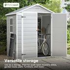 Patiowell 6x4 FT Plastic Outdoor Storage Shed, Resin Outside Shed Perfect to Store Patio Furniture, GardenTools Bike Accessories, Beach Chairs and Lawn Mower, Light Grey