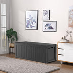 270 Gallon Waterproof Large Resin Deck Box Indoor/Outdoor Lockable Storage Container and Seating for Garden, Pool, and Patio (270 Gallon, Black)