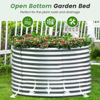 Land Guard 3×3×3ft Galvanized Raised Garden Bed Kit, Round Galvanized Planter Raised Garden Boxes Outdoor, Large Metal Raised Garden Beds for Vegetables, Silver