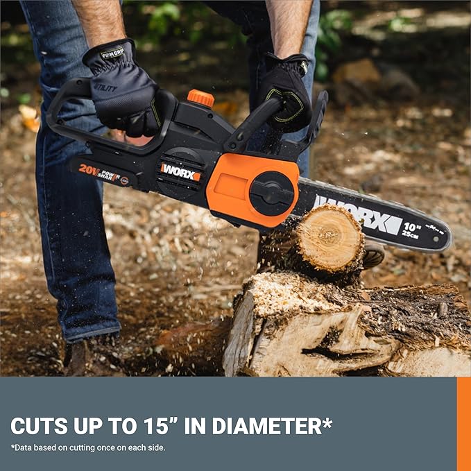 Worx WG322 20V Power Share 10" Cordless Chainsaw with Auto-Tension