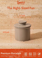 Sweese Counter with Water Line for Fresh Spreadable Butter - French Butter Keeper with Lid - Housewarming Gift For The One Who Has It All - Latte Brown