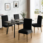 MOSAYT 100% Waterproof Dining Room Chair Covers Set of 6, Super Fit Stretch Jacquard Parson Chairs Slipcovers Removable Washable Chair Seat Protectors for Home, Kitchen, Banquet (Black)