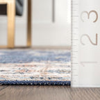 nuLOOM Ren Vintage Floral Machine Washable Ultra Thin Area Rug, 8x10, Blue