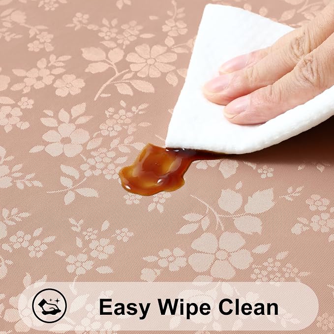 Smiry Rectangle Waterproof Heavy Duty Vinyl Tablecloths, 54 x 78 Inch | Wipeable Washable Floral Embossed Table Cover for Kitchen and Dining Room, Indoor & Outdoor Use, Tan