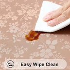 Smiry Rectangle Waterproof Heavy Duty Vinyl Tablecloths, 60 x 102 Inch | Wipeable Washable Floral Embossed Table Cover for Kitchen and Dining Room, Indoor & Outdoor Use, Tan