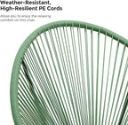 SONGMICS 3-Piece Outdoor Seating Acapulco Chair, Modern Patio Furniture Set, Glass Top Table and 2 Chairs, Indoor and Outdoor Conversation Bistro Set, Light Green UGGF011C01