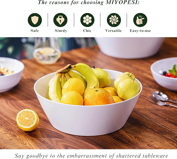 11.5-Inch Melamine Mixing Bowls (Set of 2) - Unbreakable and Reusable Large Serving Bowls, Stackable and Dishwasher-Safe - Versatile for All Meals