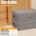 Kukikan Coffee Mug Storage Box 2 Pack with Dividers, China Storage Containers Organizer for Moving, Hard Shell & Stackable for 24 Coffee Tea Cups 5.5" Tall with Sturdy Lid & Handles, Grey