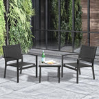FDW 3 Pieces Patio Furniture Set, Outdoor Garden Patio Conversation Sets with Glass Top Table & 2 Lawn Chairs Outdoor Bistro Set, for Backyard Lawn Porch Garden Poolside Balcony