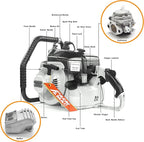 FARMMAC F070W Gas Chainsaw with 36 Inch Alloy Solid Bar, 105cc 2-Cycle Gasoline Power Chain Saws, 4.8KW 6.5HP Power Chain Saw for Milling Work, All Parts Compatible with MS070 090 Neotec NS8105