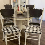 Barnett Home Decor Dining Chair Pad with Ties - Buffalo Check Black & Ivory Size Medium 16.5 x 18 - Latex Foam Filled Cushion, Reversible, Made in USA (Black & White, Medium)…
