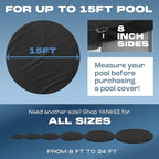 Yankee Diamond Series Pool Covers for Above Ground Pools | All-Weather, Windproof, Light 15ft Round Pool Cover w/ 5 Screw-In Pegs, 5 Ropes | 3 Mounting Methods, Strong Fastenings for Triple Protection
