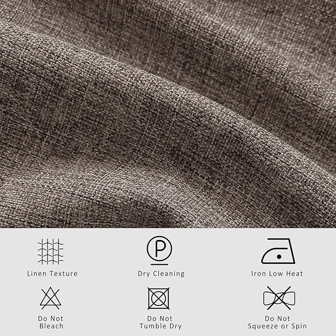 Macochico Extra Wide 100% Blackout Linen Curtains for Sliding Door Pleated Curtains with Hooks Insulated Soft Linen Drapes for Bedroom Living Room with Tieback Light Coffee 100”Wx84”L 1 Panel