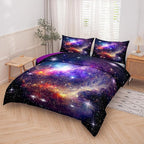 Tailor Shop Galaxy Comforter Space Kids Bedding Set Twin Size, Purple Comforter for Girls with 1 Pillowcase