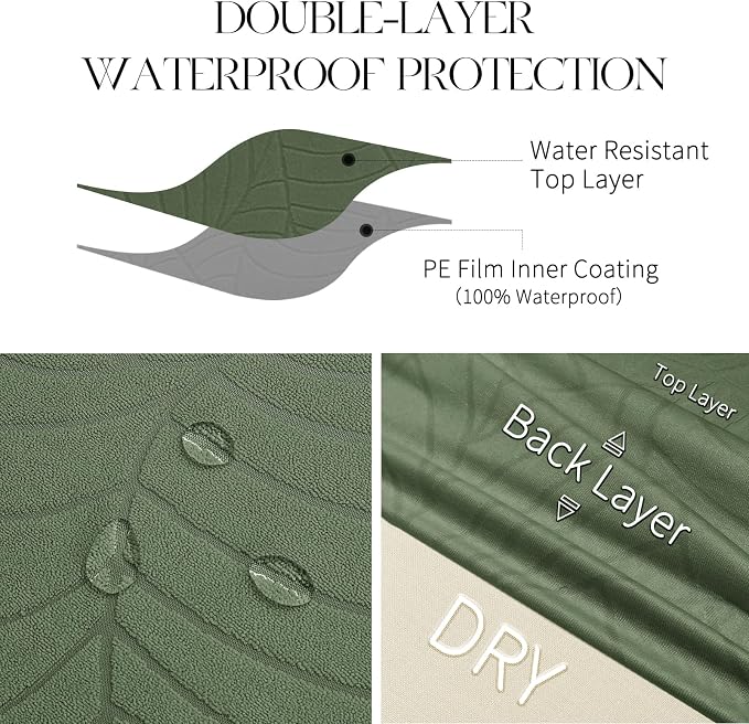 MOSAYT 100% Waterproof Dining Room Chair Covers Set of 4, Super Fit Stretch Jacquard Parson Chairs Slipcovers Removable Washable Chair Seat Protectors for Home, Kitchen, Banquet (Green - XL)