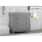 Delta Children Lancaster 4-in-1 Convertible Baby Crib & 3 Drawer Dresser with Changing Top, Grey
