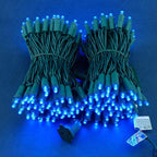 200 Count Blue Wide Angle LED Christmas Lights, 66 ft Green Wire UL Certified Commercial Grade 5mm Holiday String Light Set (Blue)