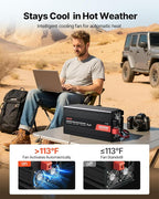 VEVOR 4000W Power Inverter, 12V DC to 120V AC Modified Sine Wave Inverter, Solar Car Charger Converter with LCD Display, Remote Control, 2 USB Ports, 4 AC Outlets, Type-C Port, for RV, Truck Outdoor