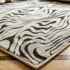 Washable Area Rug 4'x6' for Kids Room Living Room Bedroom, Zebra | Soft Cozy Fluffy Mid Pile Machine Washable Non Slip Modern Jacquard Boho Accent Area Carpet for Nursery Kids Room Hotel