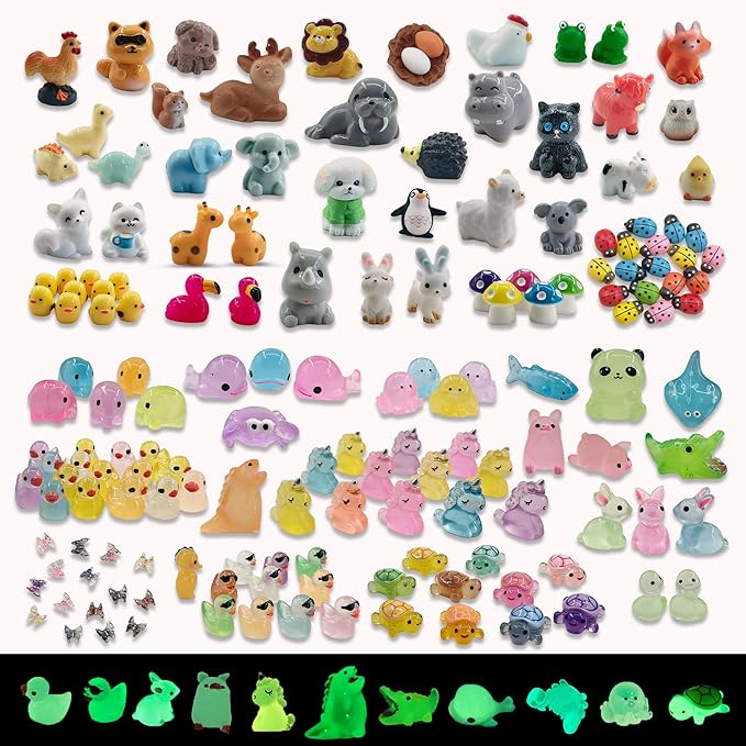 160pcs Tiny Resin Animals to Hide Mini Resin Ducks Bulk for Fairy Garden Accessories, Micro Landscape Decor, Aquarium and Potted Plants