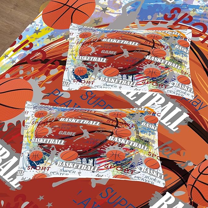 Tailor Shop Basketball Comforter Sets Full Size,Kids Bedding Sets for Boys,Basketball Bedding Sets for Boys Teens,Sport Comforter Sets with 1 Comforter 2 Pillowcases………… Pillowcases…